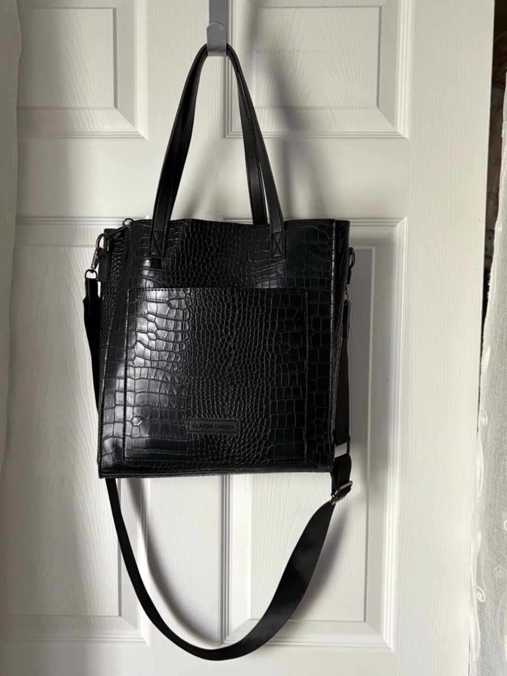 Claudia Canova moc croc-Embossed shoulder bag crossbody strap tote removal pouch